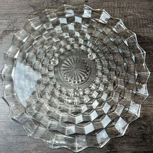 Vintage 12" COLONY Whitehall Clear Footed Sawtooth Edge Cake Plate